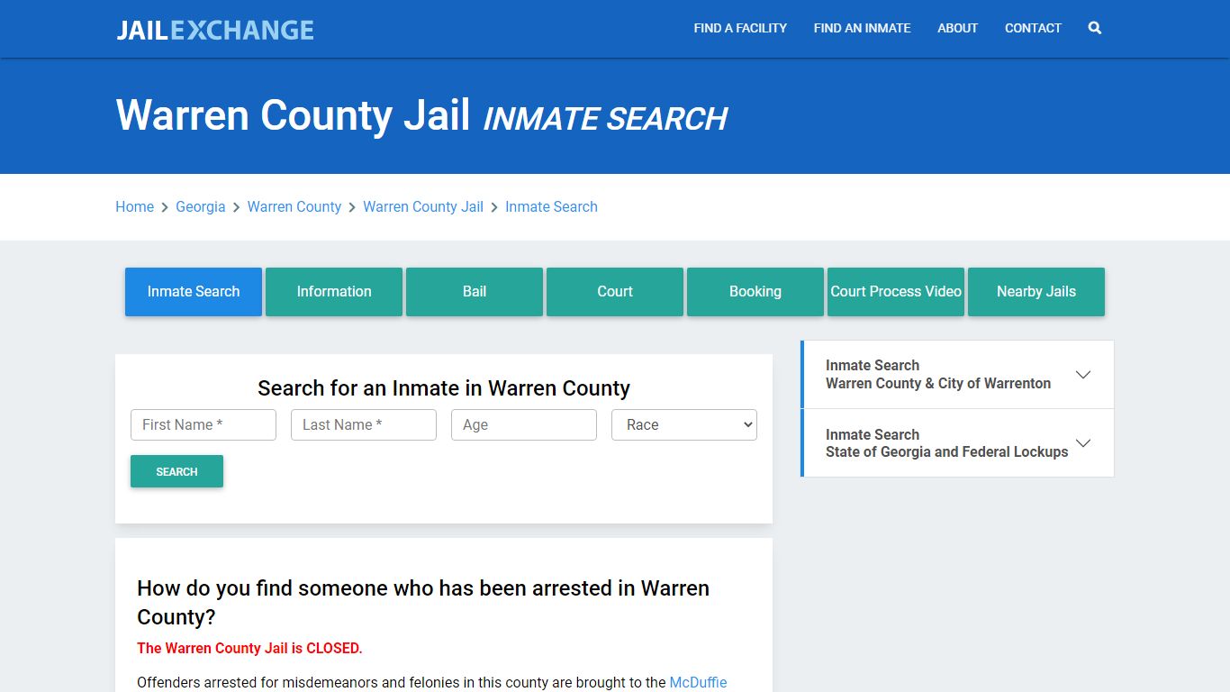 Warren County Jail, GA Inmate Search: Roster & Mugshots