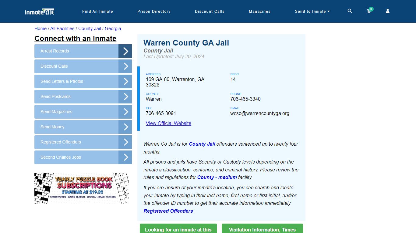 Warren County GA Jail - Inmate Locator