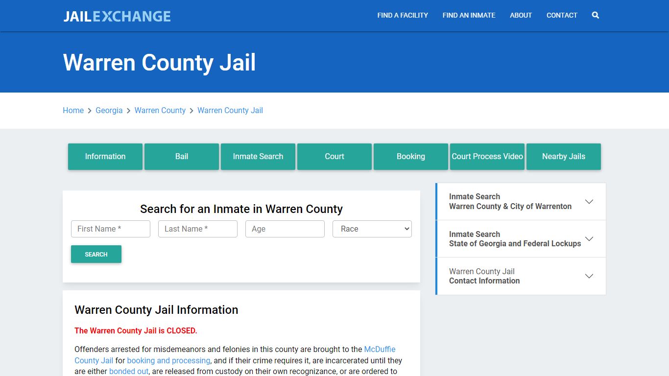 Warren County Jail Roster Lookup, GA, Inmate Search